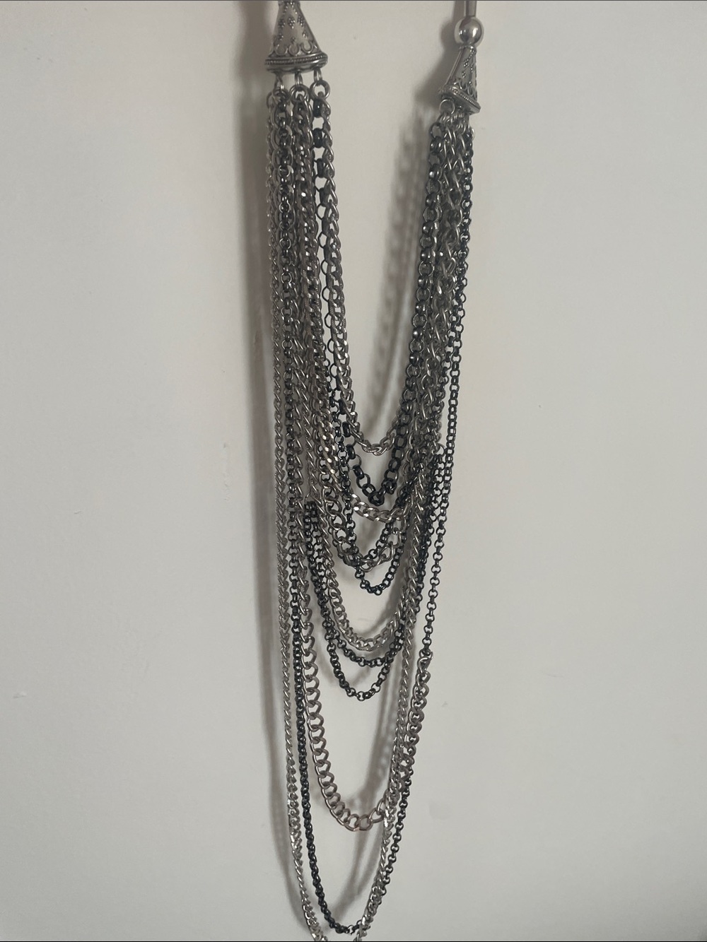 Multi-Layer Silver Chain Statement Necklace